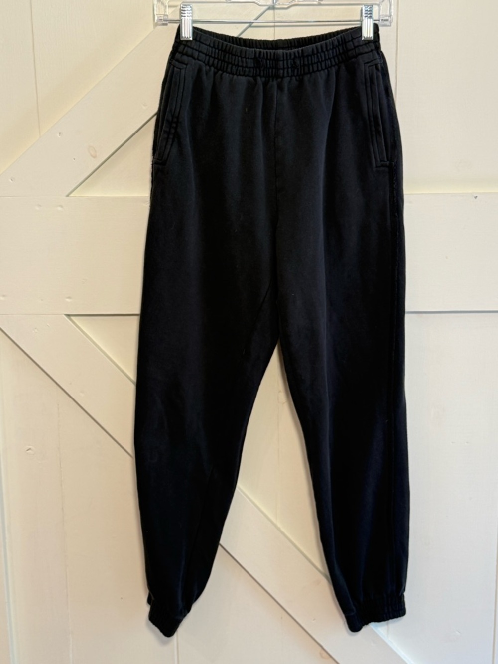 Aerie Black Jogger Sweatpants Small Elastic Waist Pockets Missing Drawstring